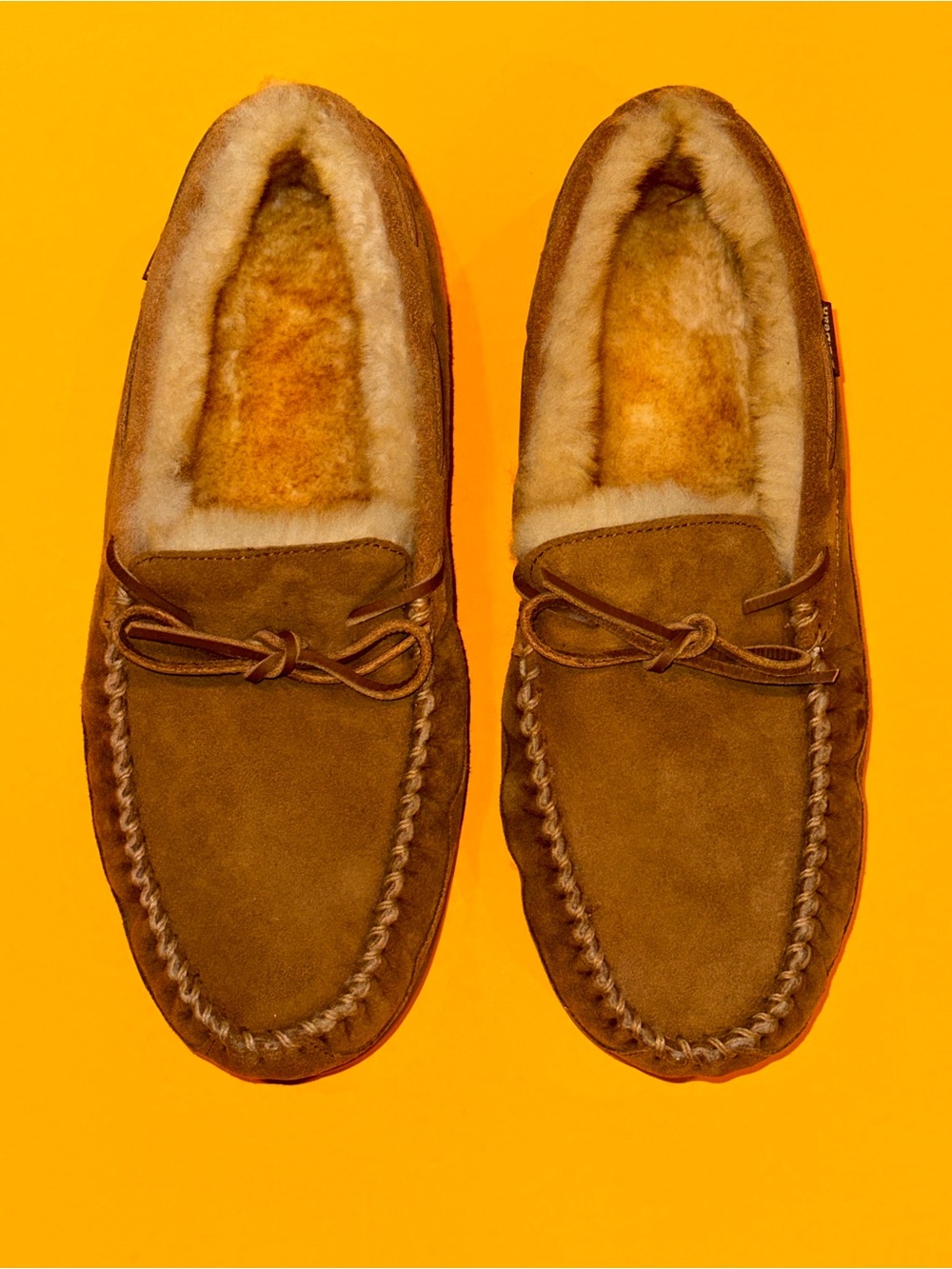 LL Bean Dappled Suede Wicked Good Shearling Lined Moccasin Slippers Size 13 Wide
